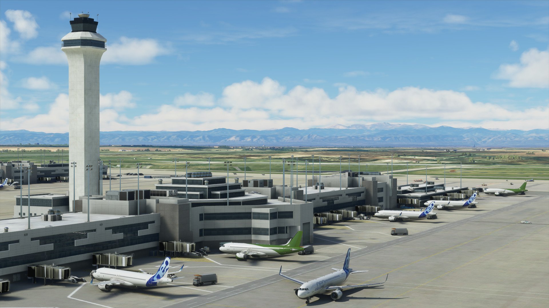 Suasana salah satu bandara di Microsoft Flight Simulator 2020 (sumber: Microsoft)