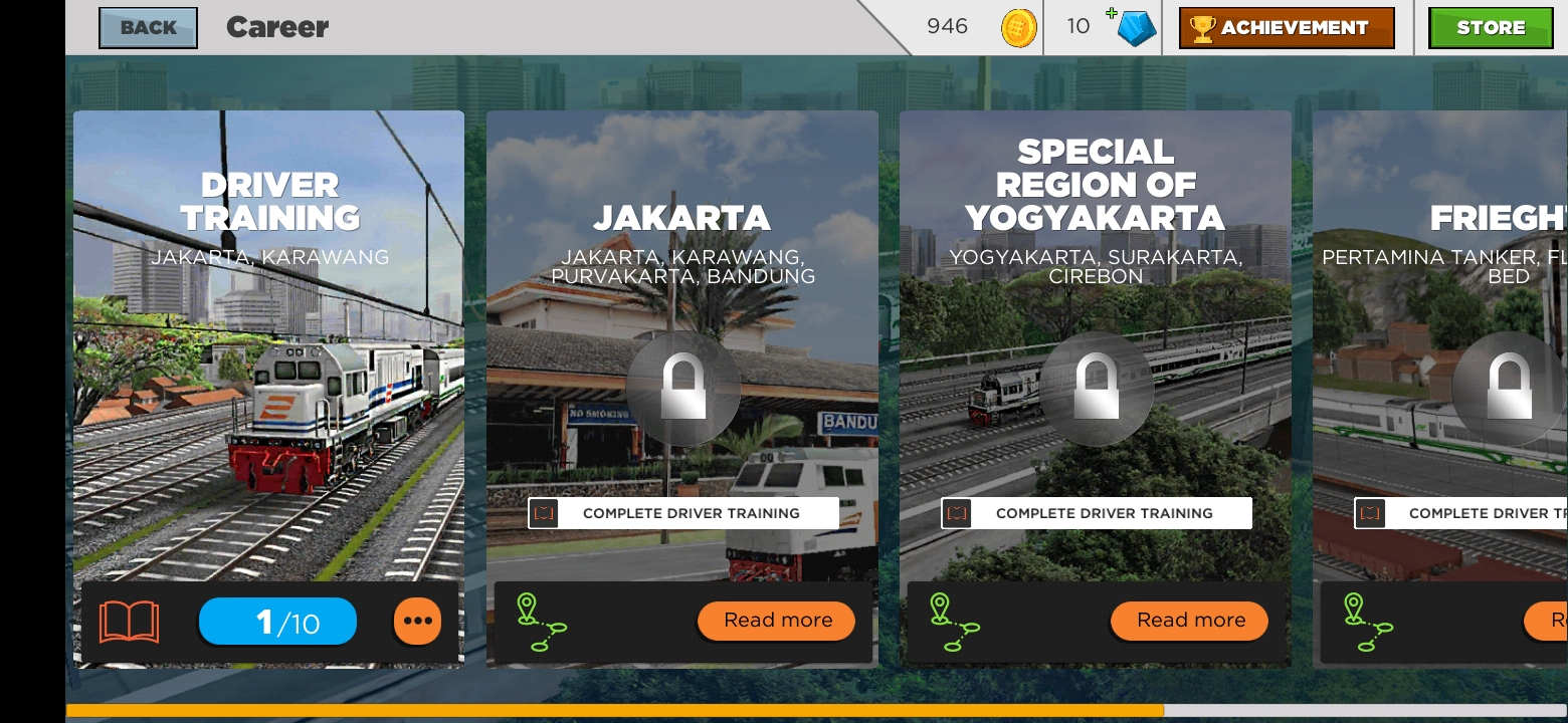 Pilihan rute atau jalur perjalanan di Indonesian Train Simulator (sumber: Highbrow Interactive)