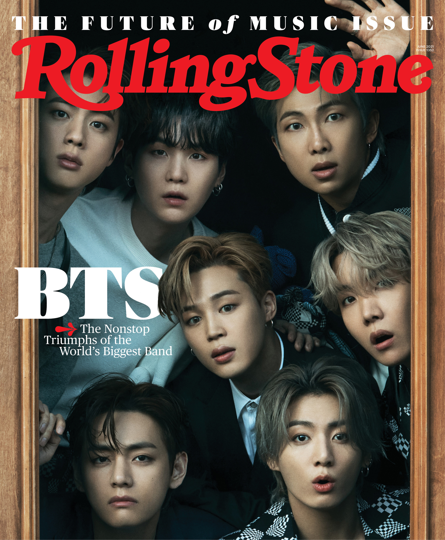 BTS tampil sebagai model untuk sampul utama dari majalah Rolling Stones edisi Juni 2021. (Dok. Rolling Stones)