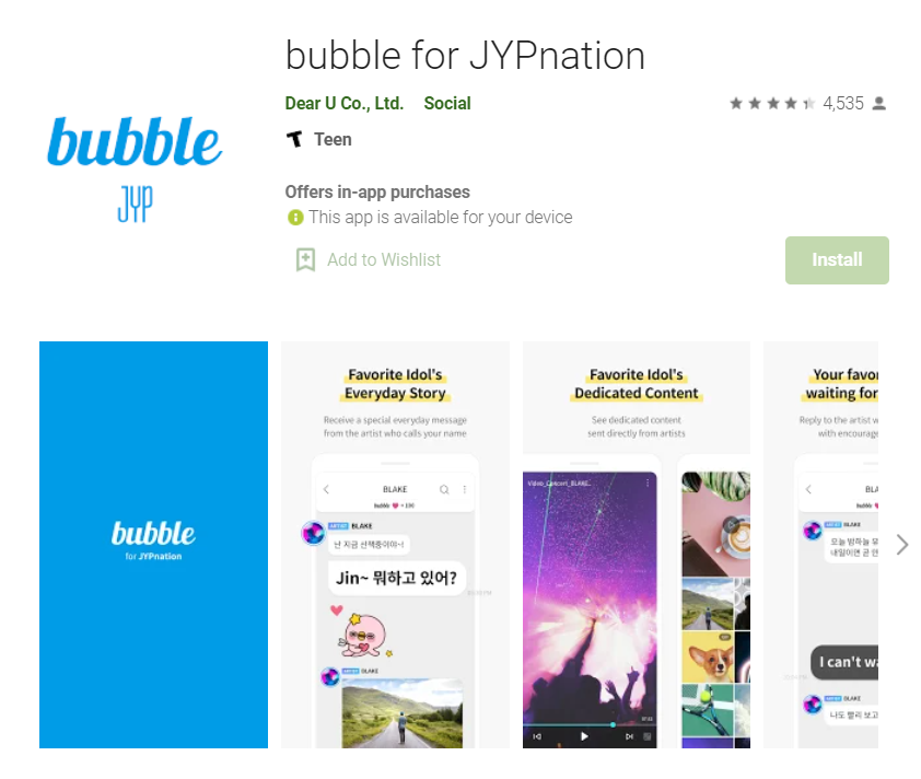 Tampilan aplikasi Bubble di Play Store. (Dok. Bubble)