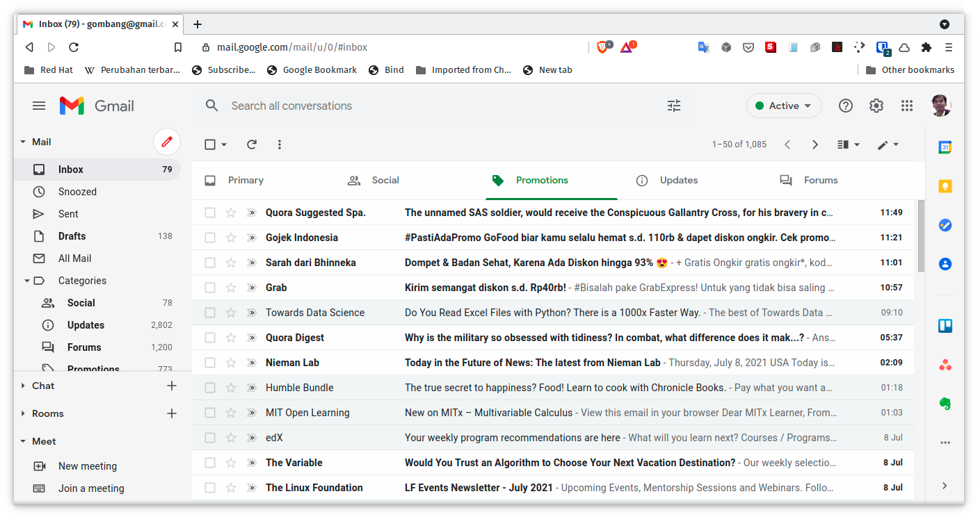 Gmail, salah satu layanan surel gratisan