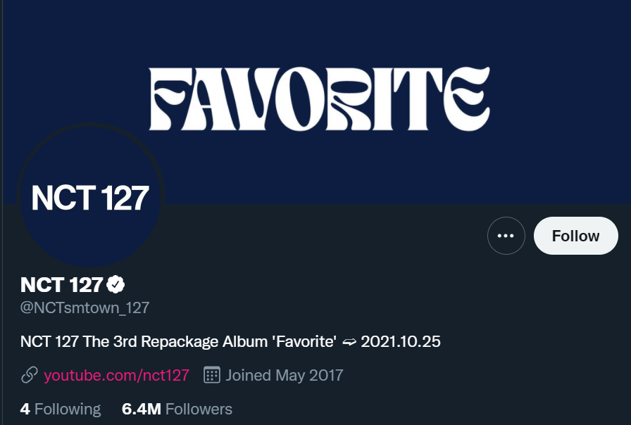Tampilan media sosial Twitter NCT 127 untuk album repackage Favorite. (Dok. Twitter/NCT 127)
