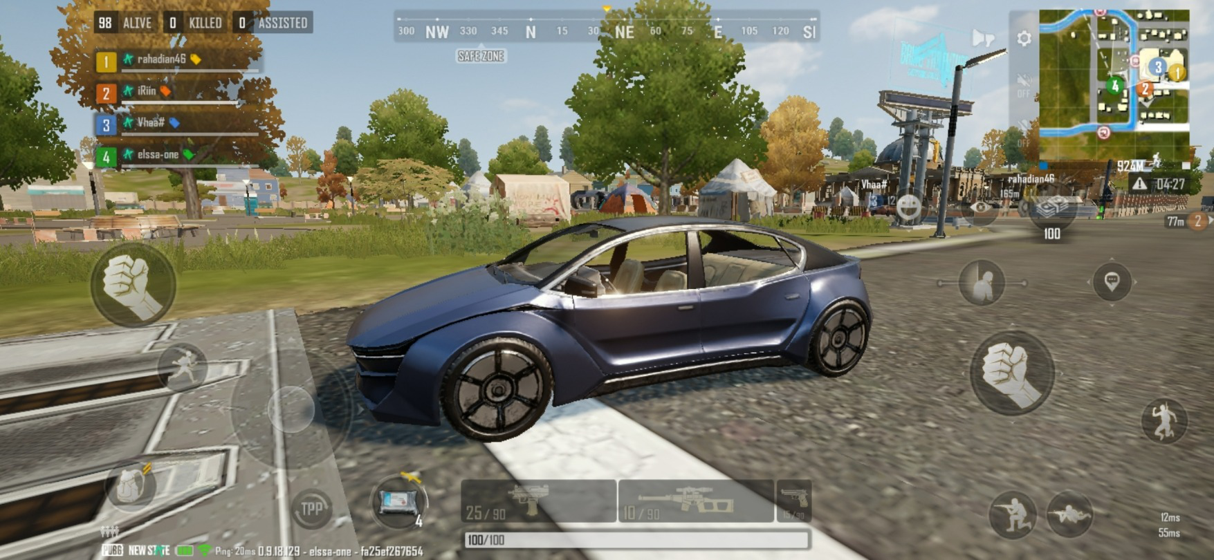 Mobil listrik di game PUBG: New State (tangkapan layar)