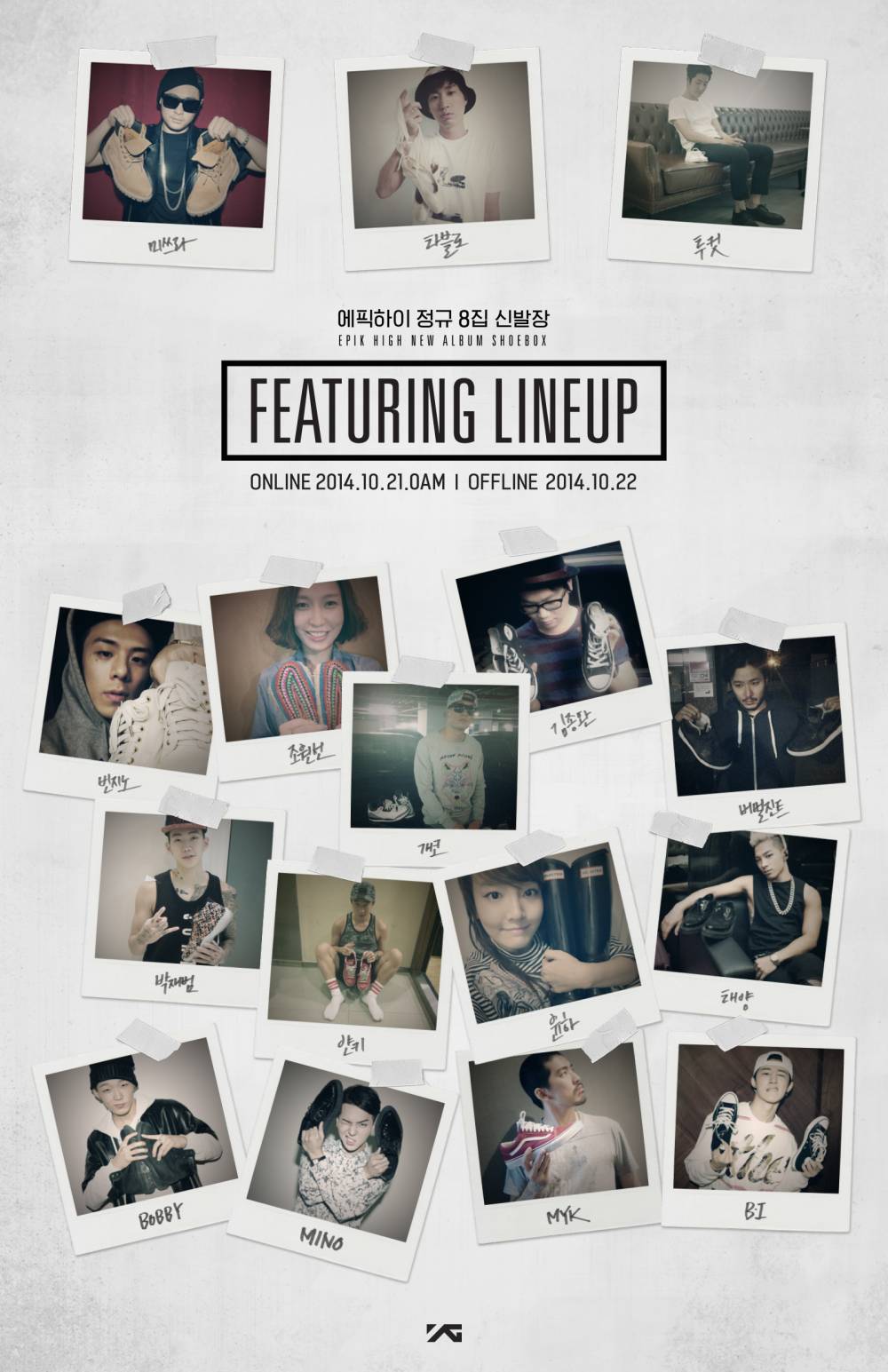 Lineup featuring album Shoebox. (Dok. YG Entertainment)