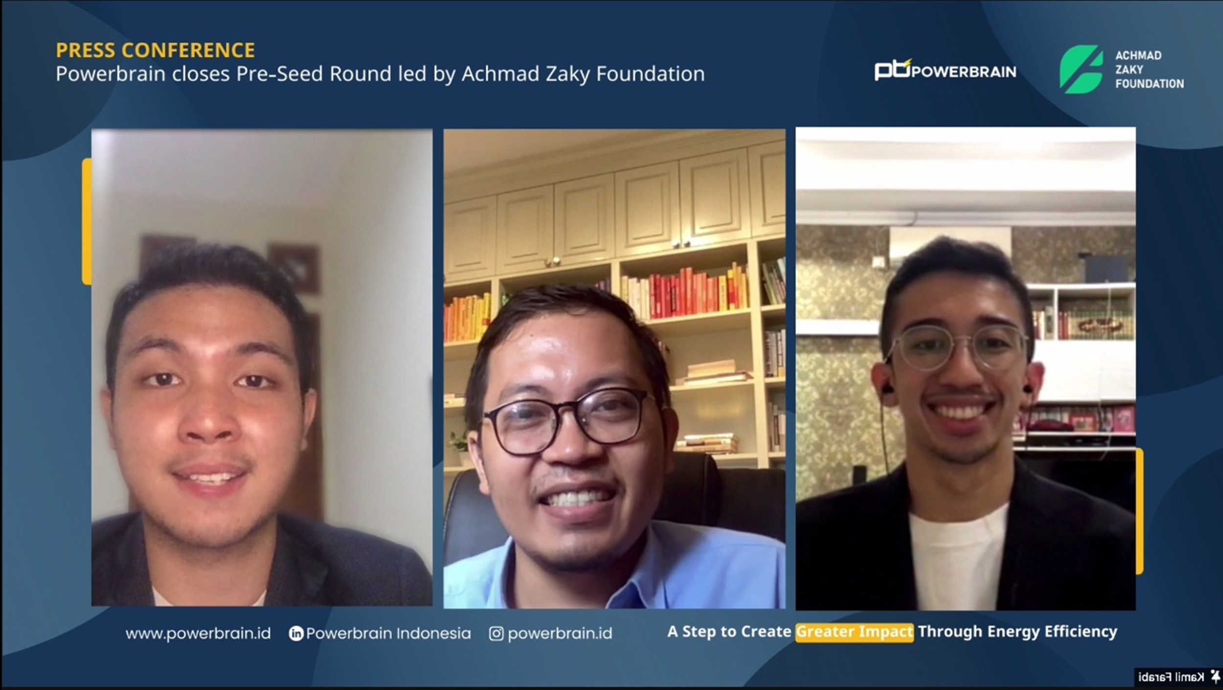 Konferensi pers Pendanaan Powerbrain dari Achmad Zaky Foundation (Sumber gambar: tangkapan layar) 