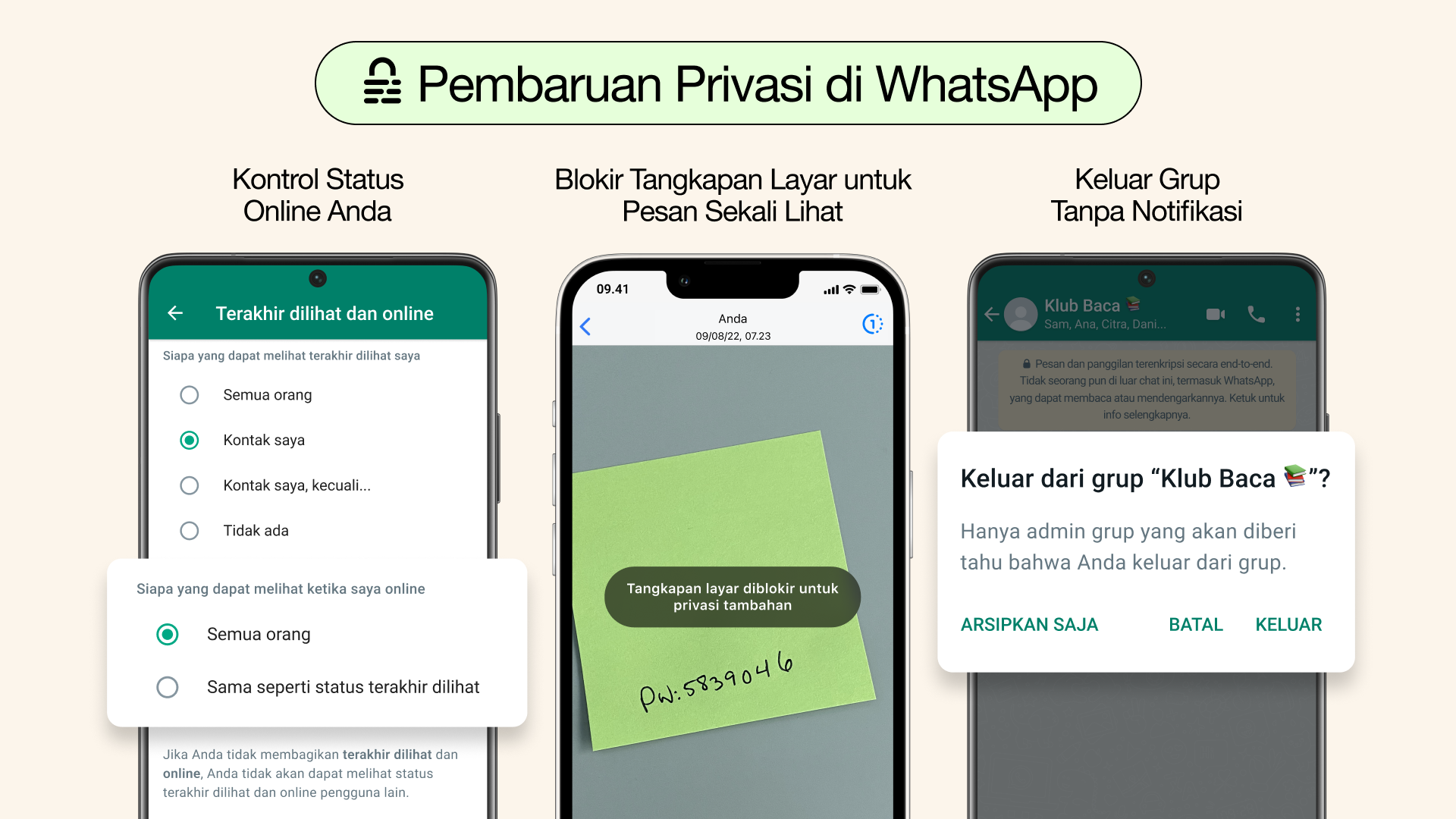 Tiga fitur baru keamanan di WhatsApp. (Sumber gambar: WhatsApp)