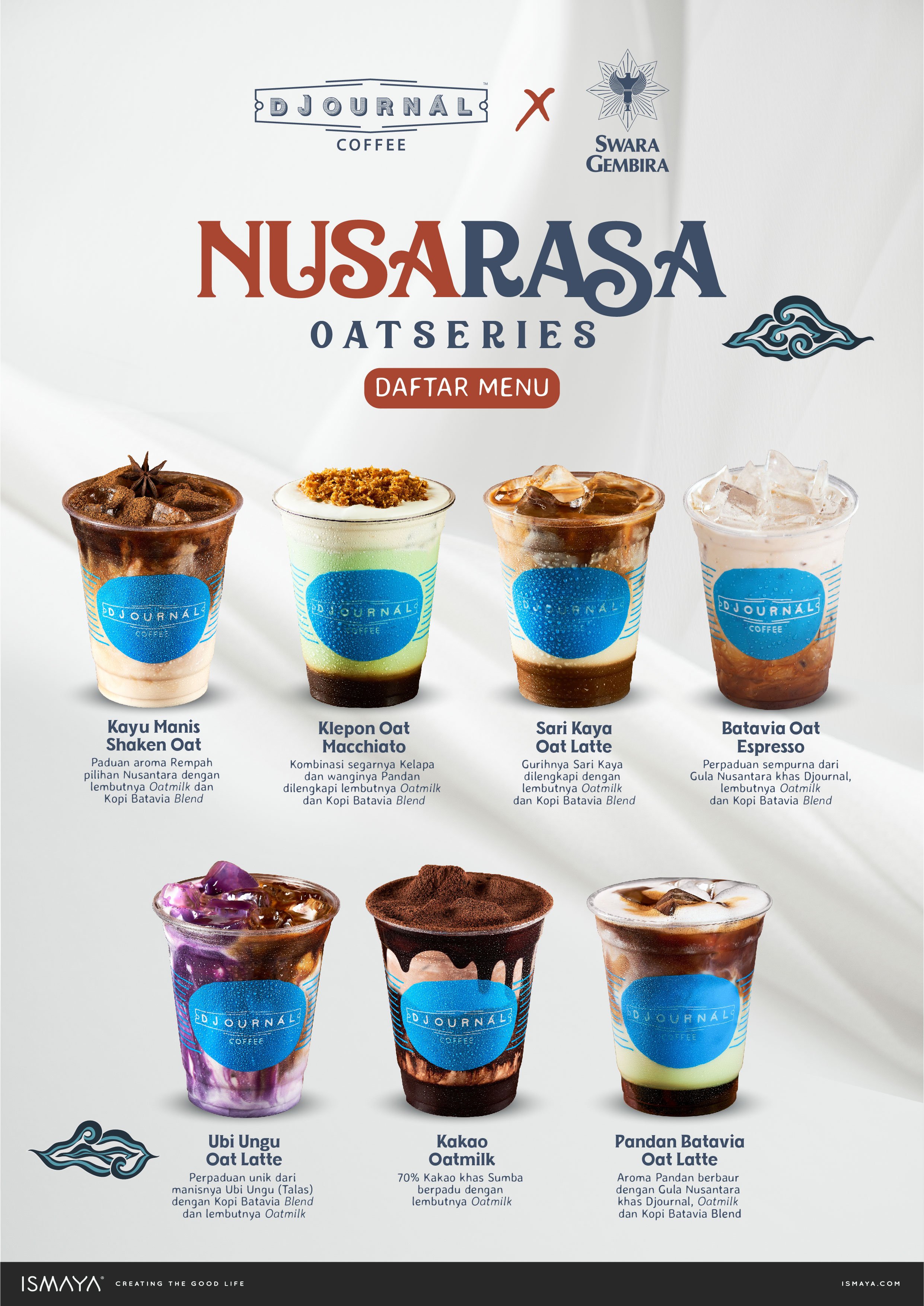 Katalog menu Nusa Rasa Oat Series dari Djournal Coffee dan Swara Gembira. (Sumber gambar: ISMAYA Group)
