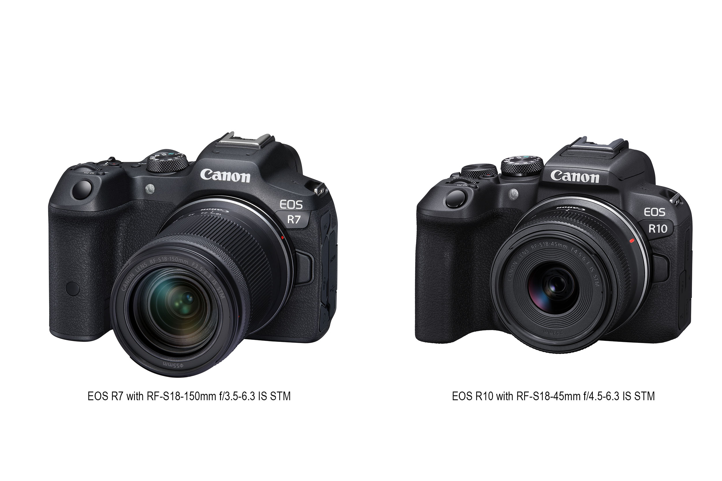 Kamera mirrorless EOS R7 (kiri) dan EOS R10 (kanan). (Sumber gambar: Canon Indonesia)
