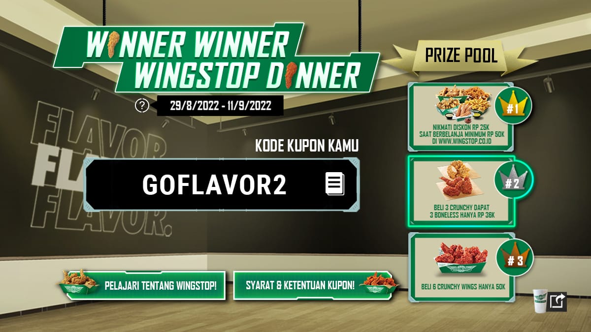 Voucher Winner Winner Chicken Dinner (Sumber gambar : Wingstop)