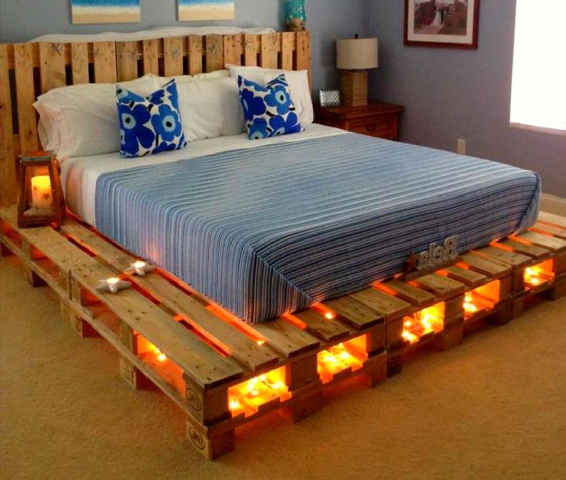 Ide desain rungan tidur dengan kayu palet , (Sumber:bennycassette.com)