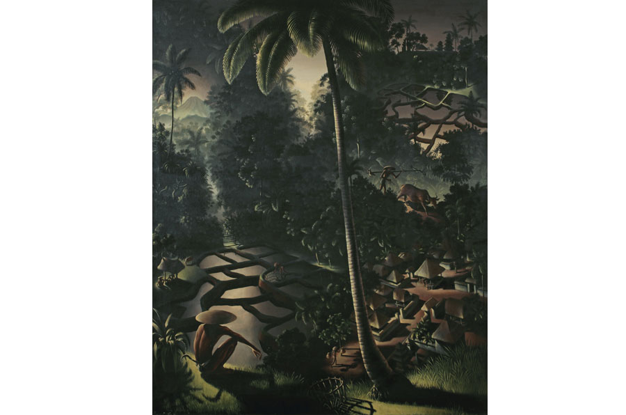 Foto lukisan Blick von Der Höhe(View from the Heights), karya Walter Spies, oil on canvas, 100,5 x 82,5 cm, 1934 (sumber foto: Sotheby’s).