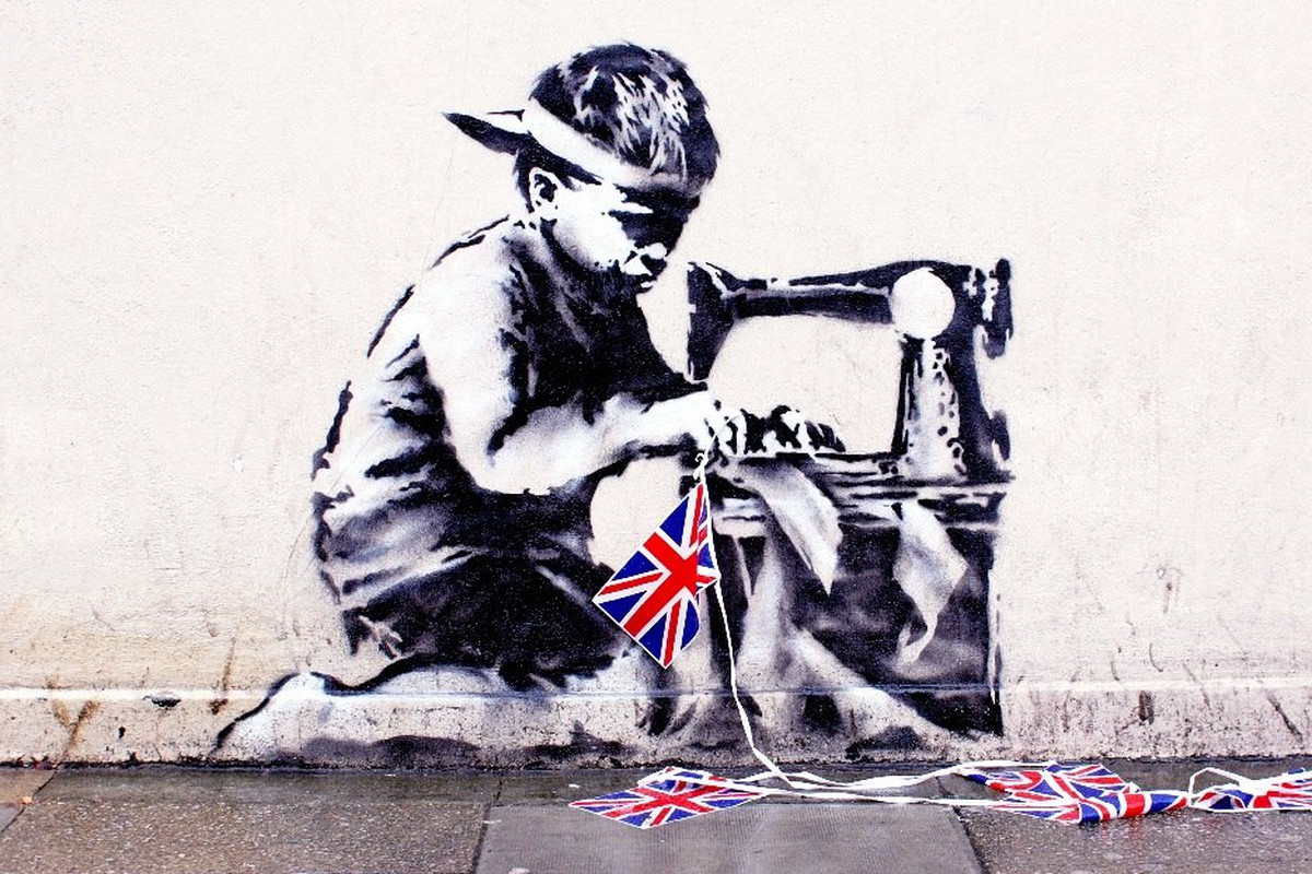 Ilustrasi karya Banksy Slave labour (Sumber : The Verge)