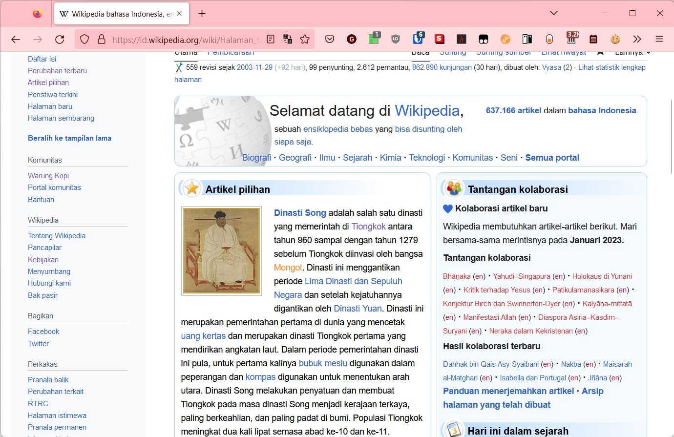 Tampilan baru Wikipedia (Sumber foto: tangkapan layar)