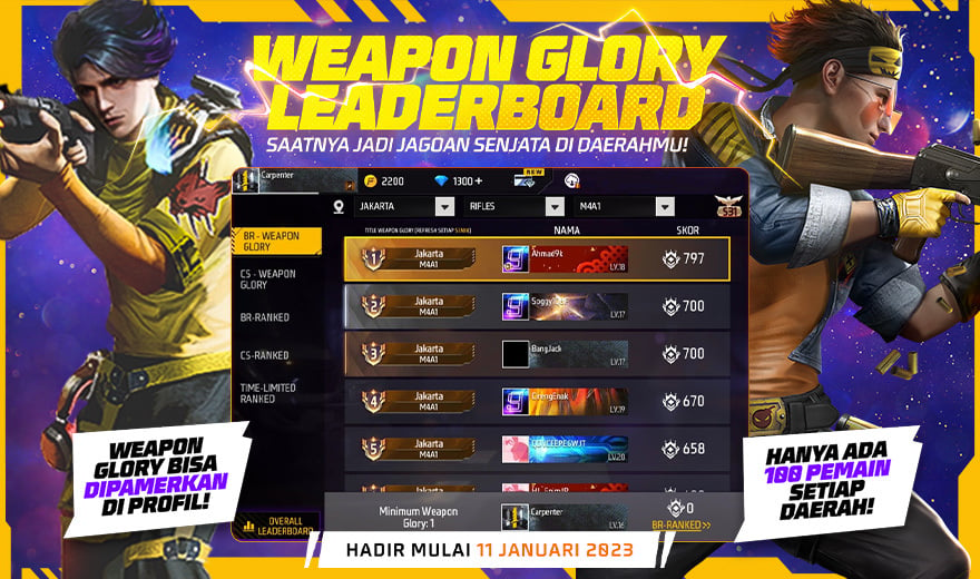 Weapon Glory Leaderboard (Sumber gambar: Garena)