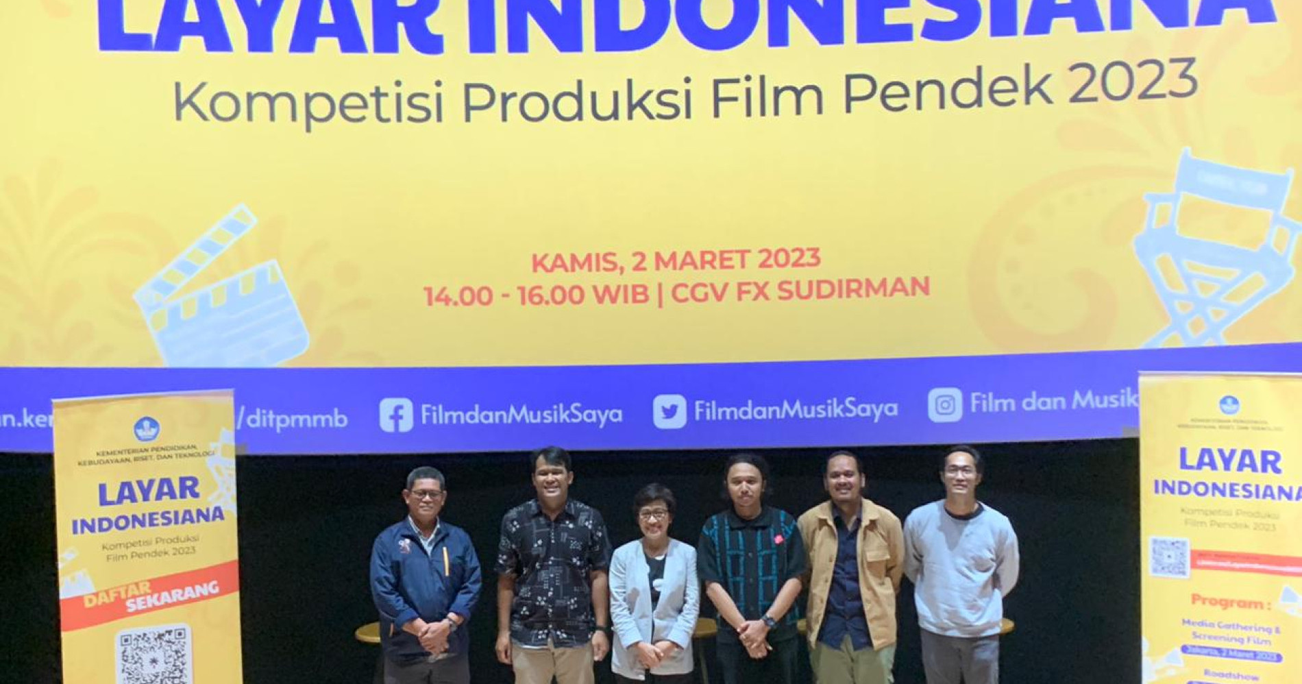 Acara konferensi pers Kompetisi Produksi Film Pendek "Layar Indonesiana" 2023 di CGV FX Sudirman, Jakarta, Kamis (2/3/2023)-Sumber gambar: Hypeabis.id/Luke Andaresta