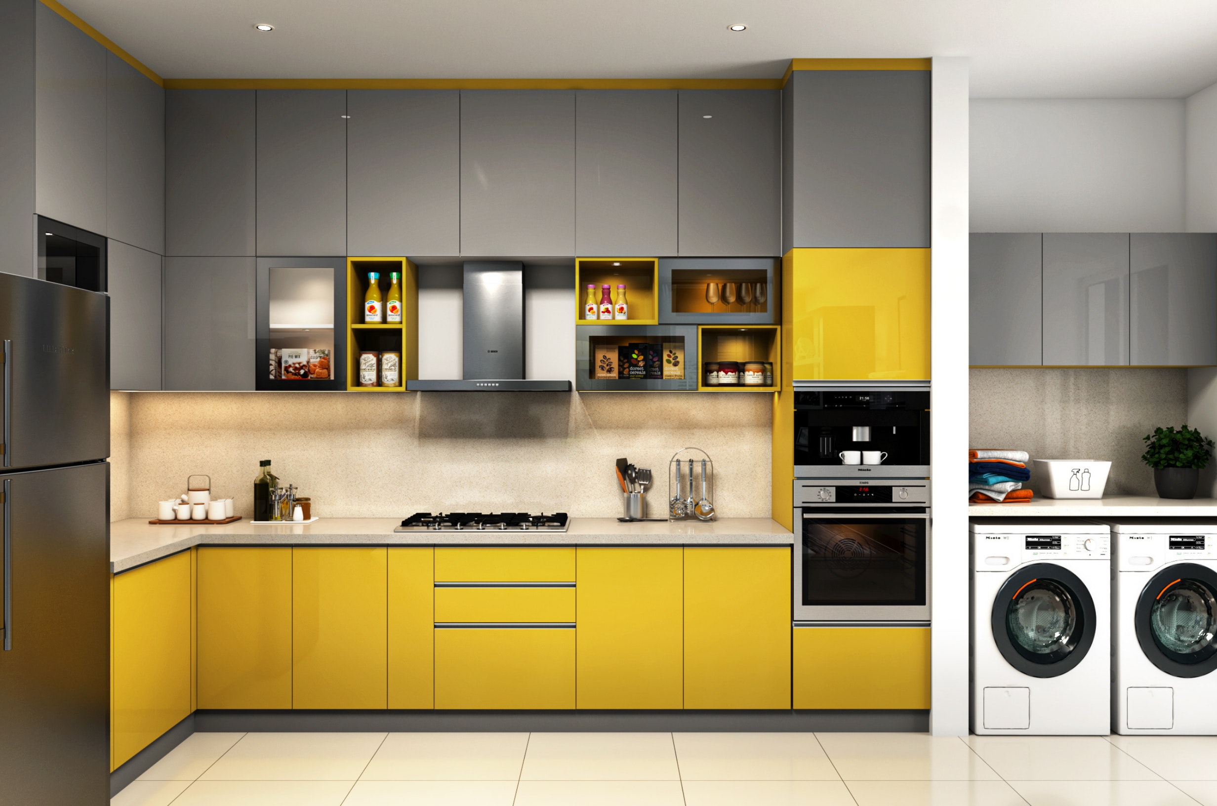 Dapur kuning (Sumber foto: pexels/houzlook)
