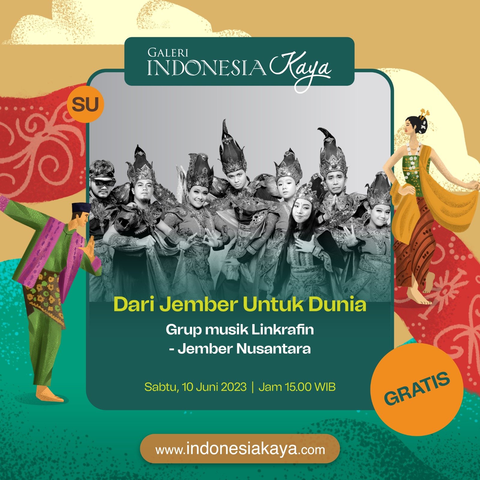 Pertunjukan Dari Jember Untuk Dunia akan diadakan pada 10 Juni 2023 (Sumber gambar: Indonesia Kaya)