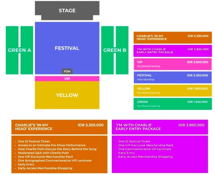 Seat Plan konser Charlie Puth di Jakarta (Sumber gambar: Dok. TEMGMT & PK Entertainment)