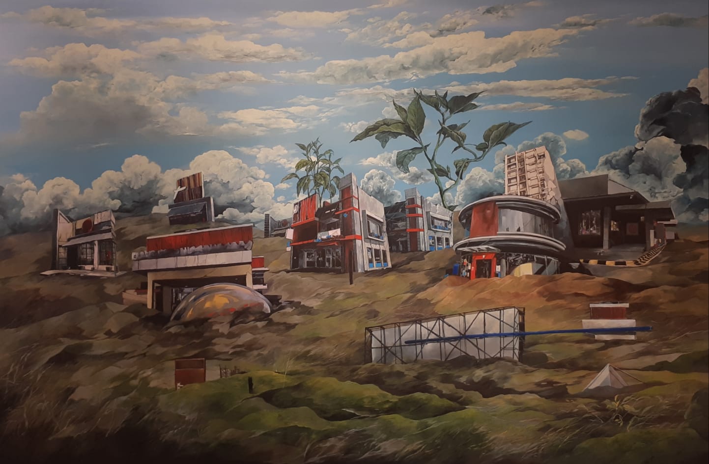  Koleksi karya pameran tunggal Prabu Perdana berjudul Growing Land di Artsphere Gallery, Jakarta. (Sumber gambar: Hypeabis.id/Prasetyo Agung)