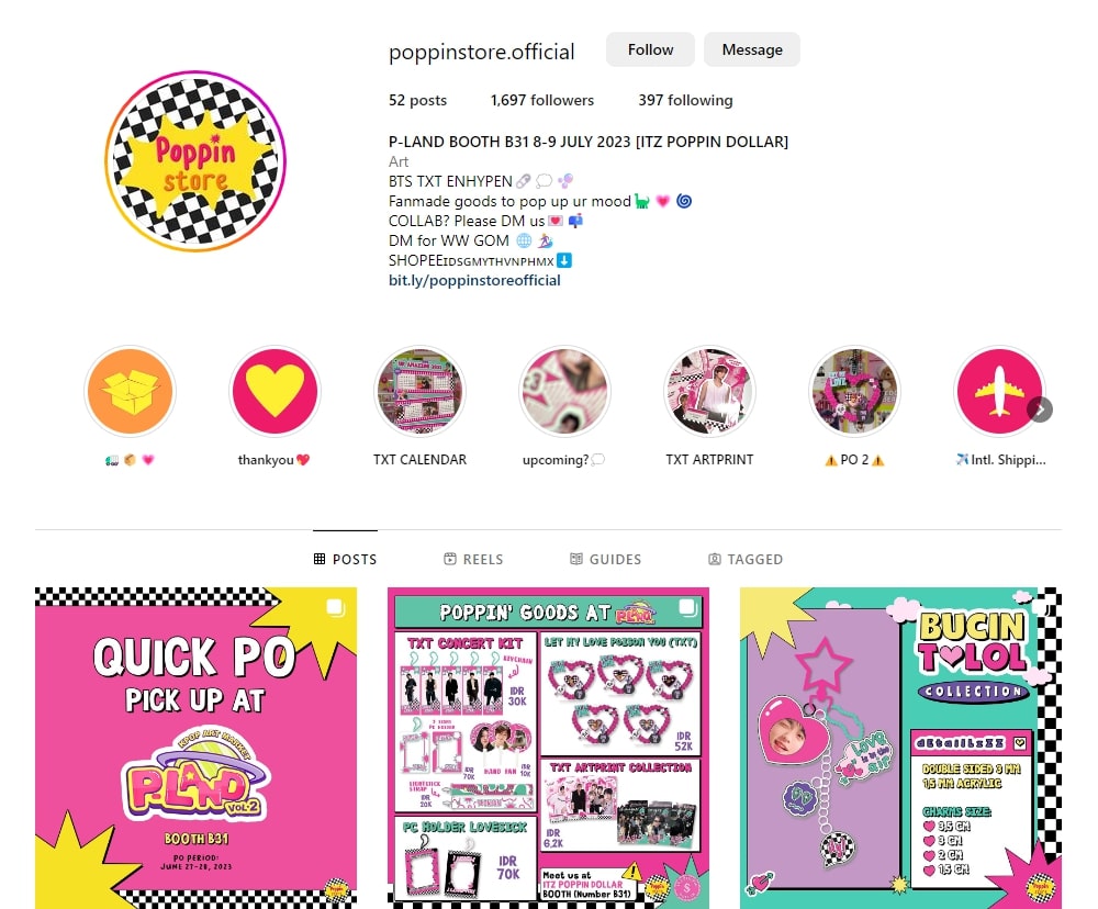 Tangkapan layar akun Instagram Poppinstore.