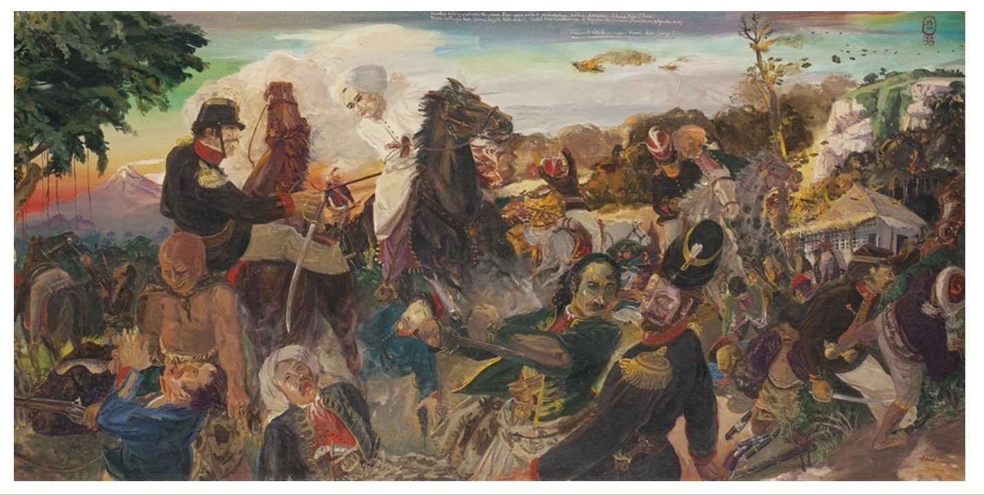 Lukisan karya S. Soedjojono  Pasukan Kita yang Dipimpin Pangeran Diponegoro (sumber gambar Artnet)