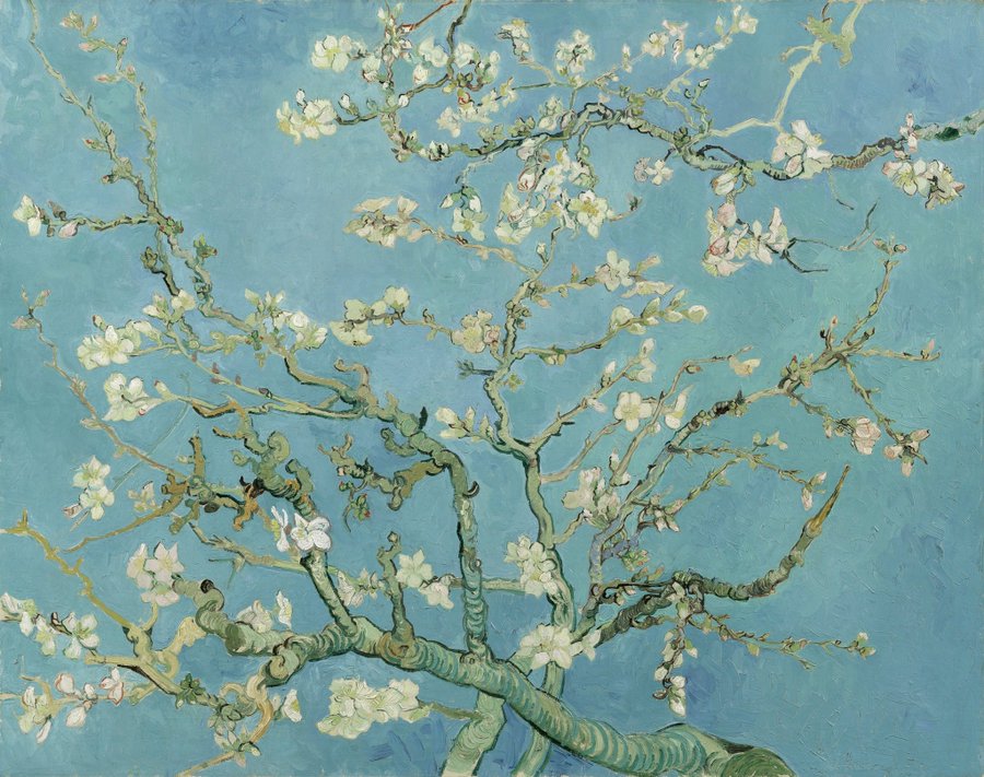 Almond Blossoms (sumber gambar Twitter vangoghmuseum)