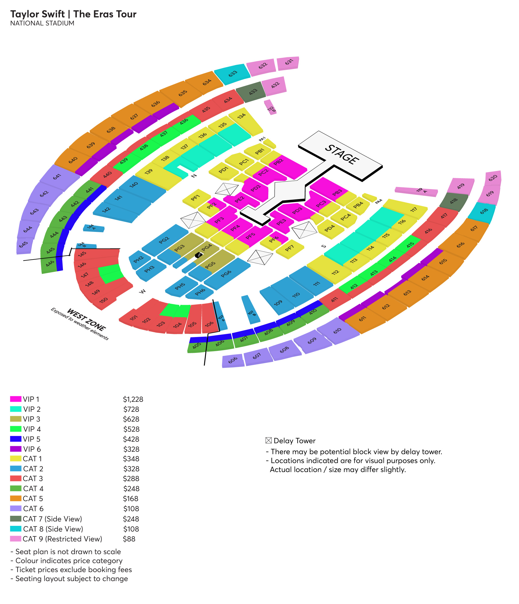 Seat Plan The Eras Tour Singapura (Sumber gambar: Ticketmaster)