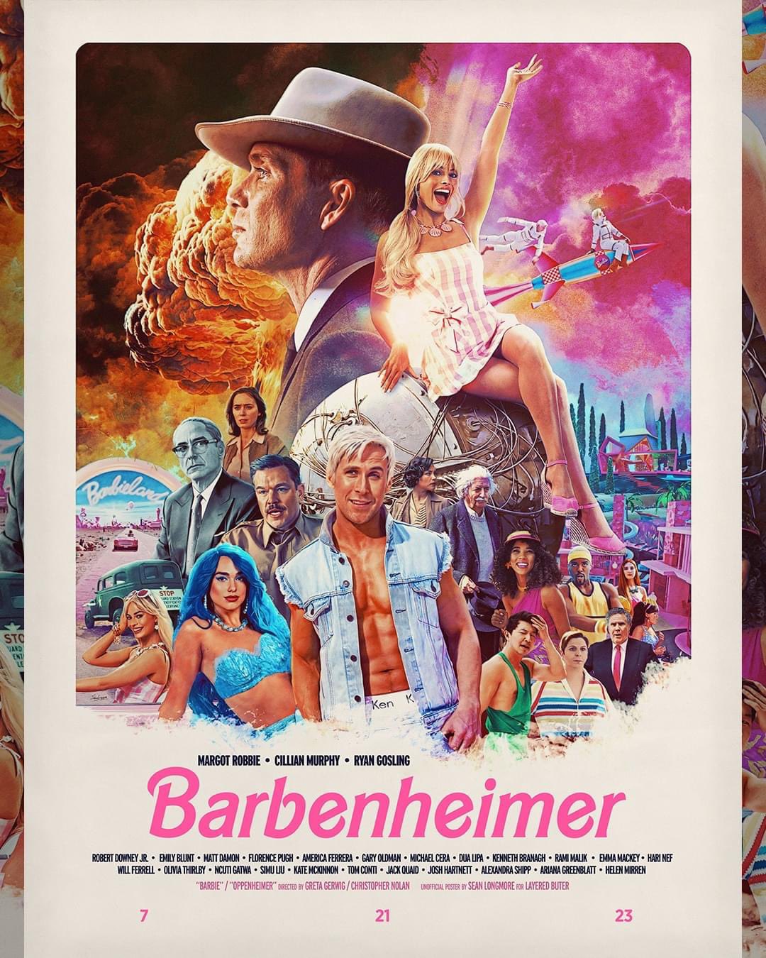 Poster "Barbenheimer" karya warganet dengan akun Twitter @ThatTallGinger