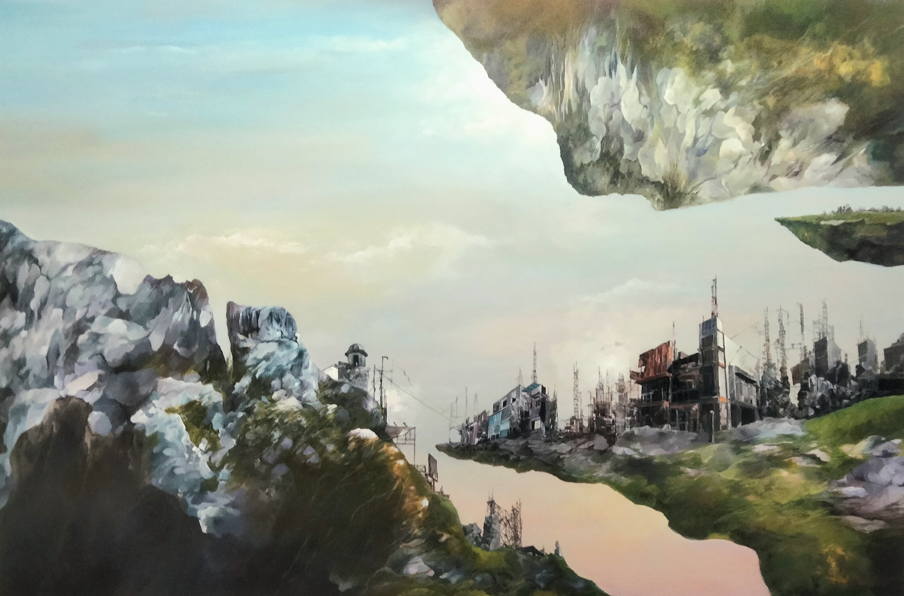 Abandoned (2021), Prabu Perdana, Acrylic on Canvas, 100x150 cm. (Sumber gambar: Artsphere Gallery)