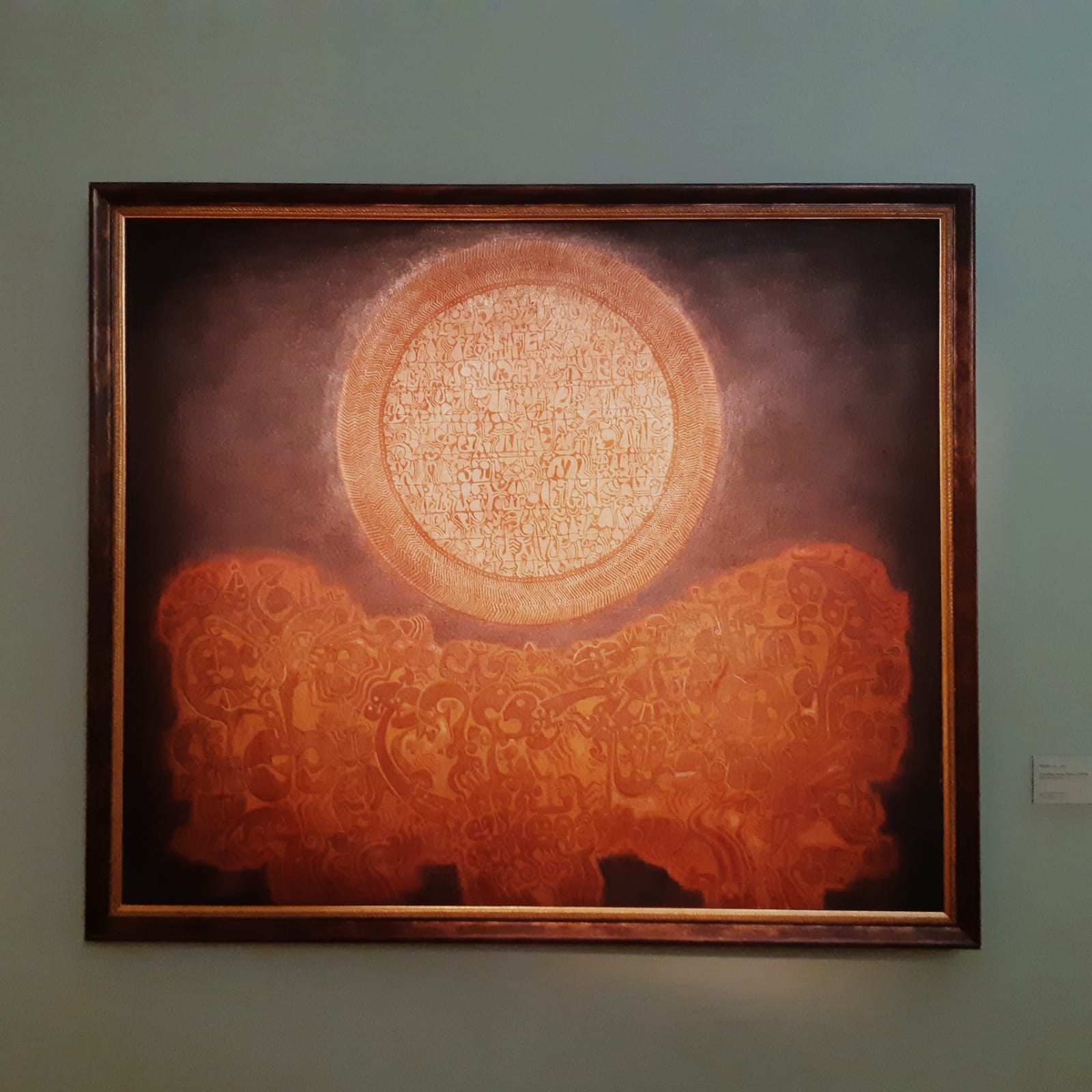 Lukisan Irsam berjudul Matahari di Atas Taman (oil on canvas, 114 X 135 cm, 1974)  (Sumber gambar  hypeabis.id/Prasetyo Agung)