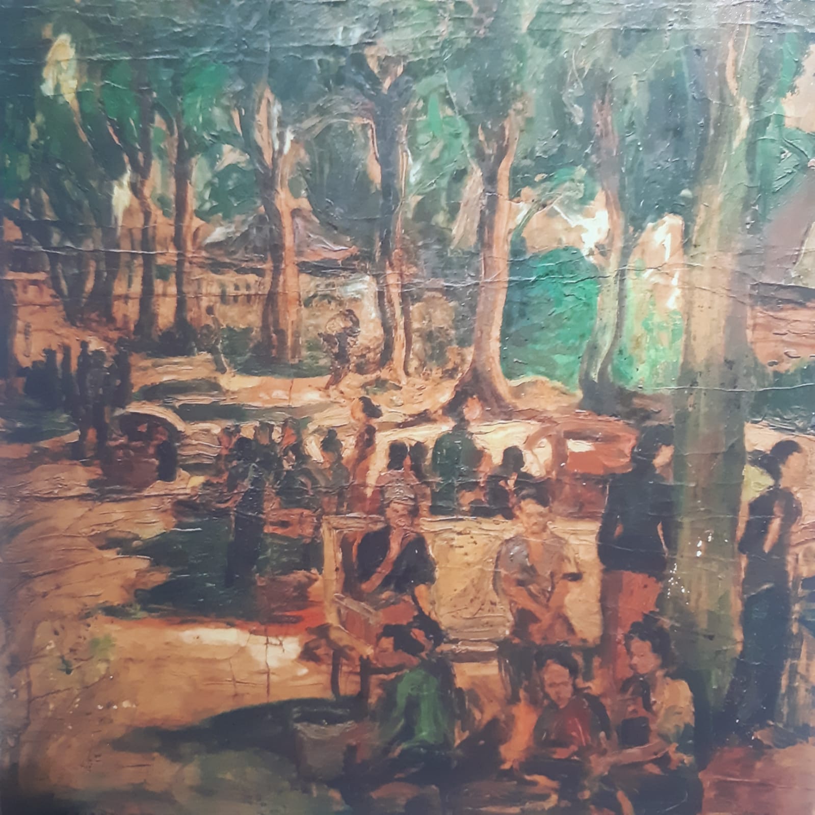 Lukisan Sudarso berjudul Pasar, cat minyak pada kanvas, 108 X 77 cm, 1947  (Sumber gambar Hypeabis.id/ Prasetyo Agung Ginanjar)