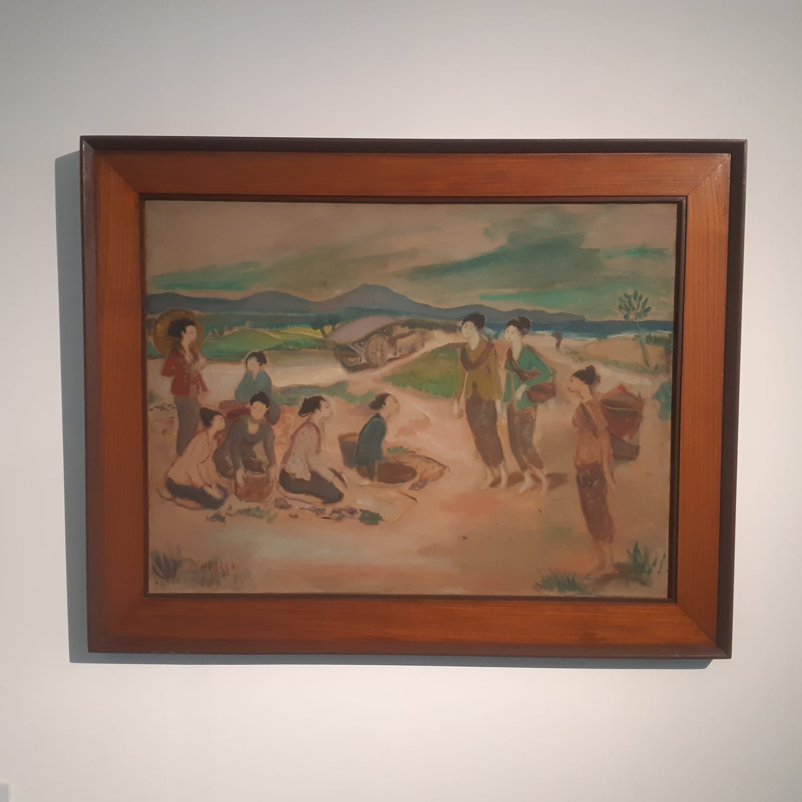 Lukisan Sudarso berjudul Berjualan di Pantai cat minyak di atas kanvas 60,5 X 80 cm, 1968  (Sumber gambar Hypeabis.id/Prasetyo Agung Ginanjar)