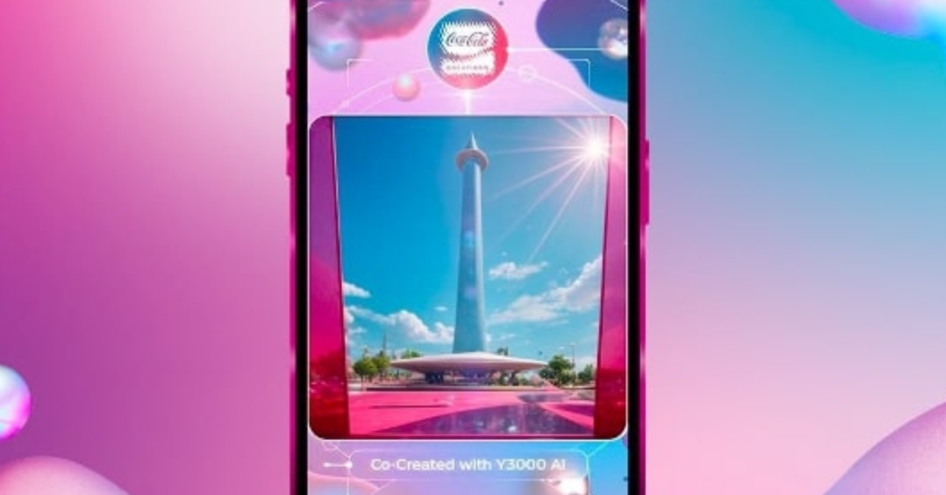 Lanskap Monas dipotret menggunakan AI Lens Coca-Cola Y3000 Zero Sugar (Sumber gambar: Instagram.com/cocacola_id)