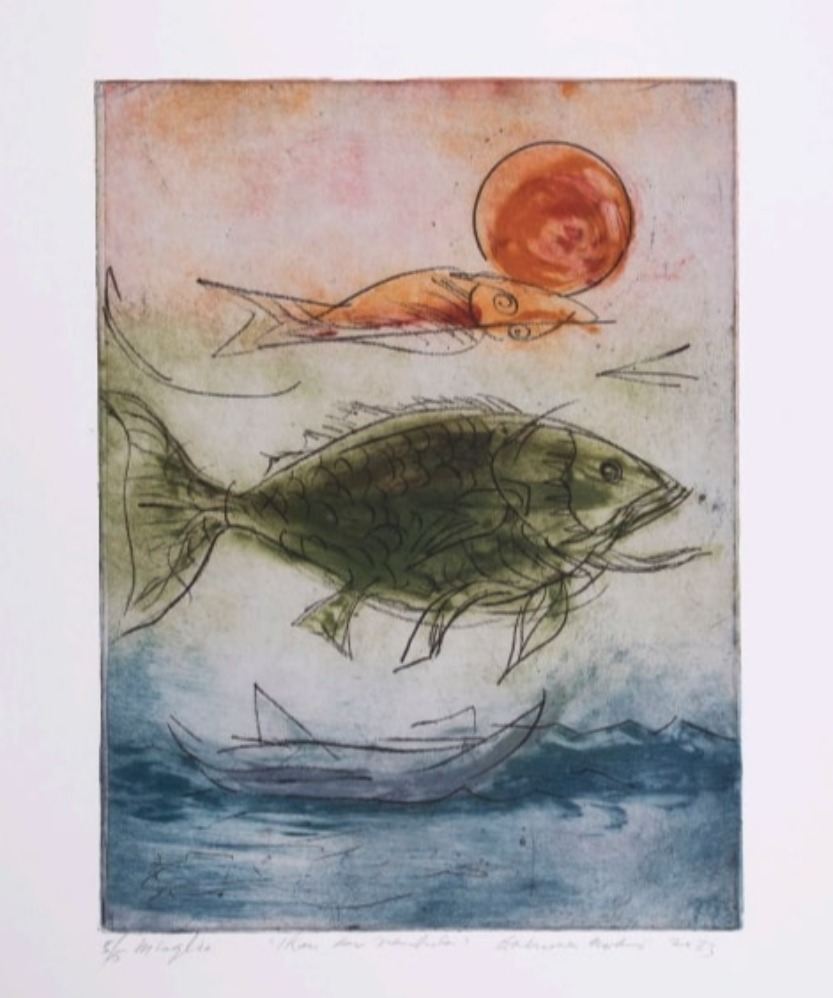 Karya Goenawan Mohamad berjudul Ikan dan Rembulan (sumber gambar CG Artspace)