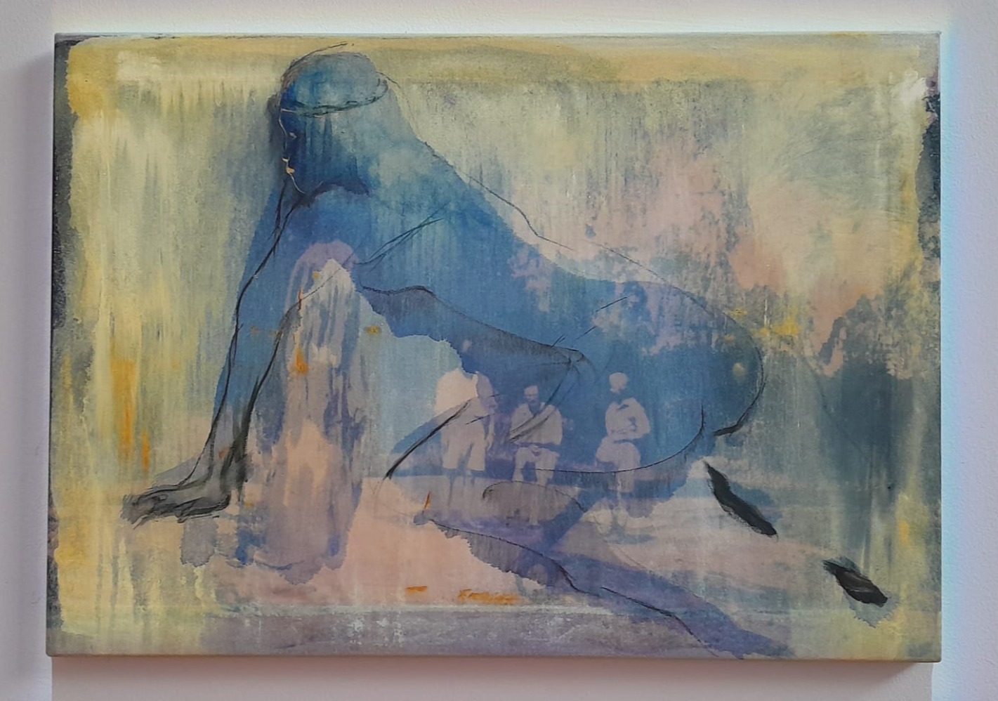 Karya Kei Imazu berjudul Girl's Waste, Oil paint on polyurethane coated printed fabric, 48×68×3 cm, 2023. (Sumber gambar: Hypeabis.id/Prasetyo Agung Ginanjar)