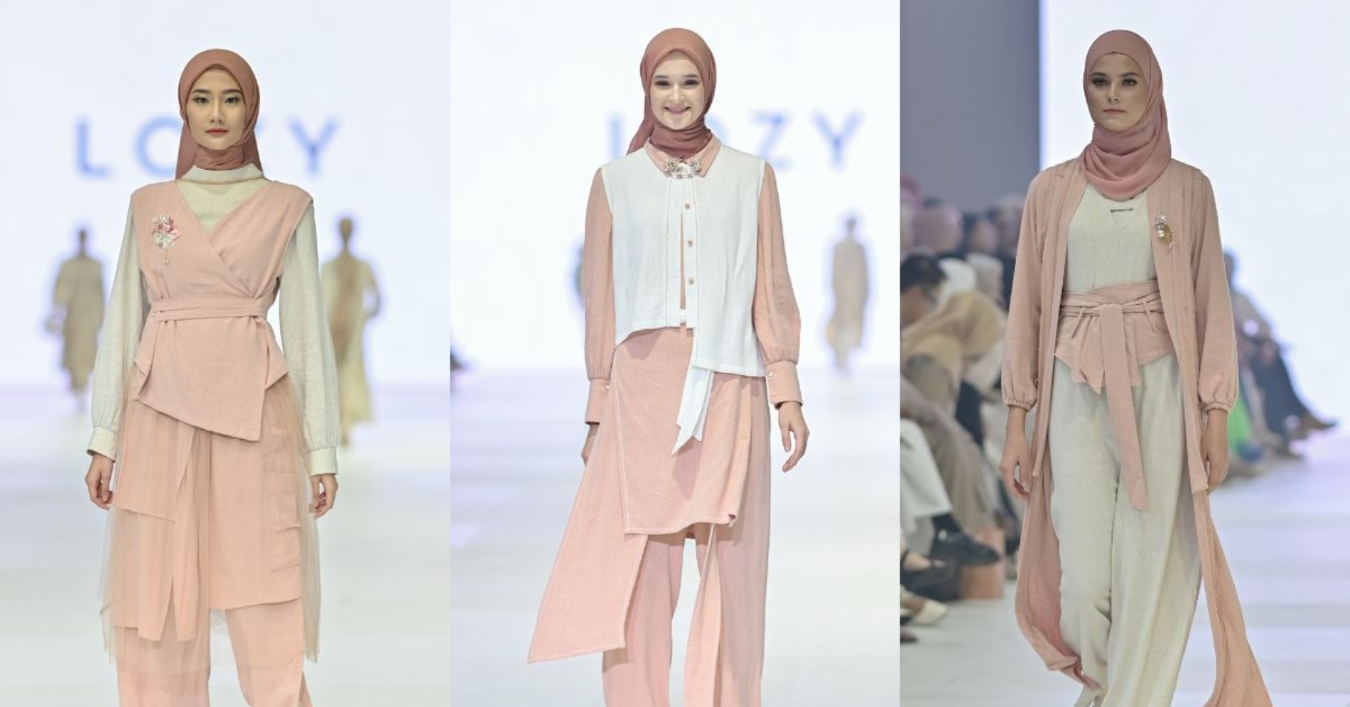 Koleksi Lozy Hijab Warna Peach Fuzz (Sumber Foto: JFW 2024)