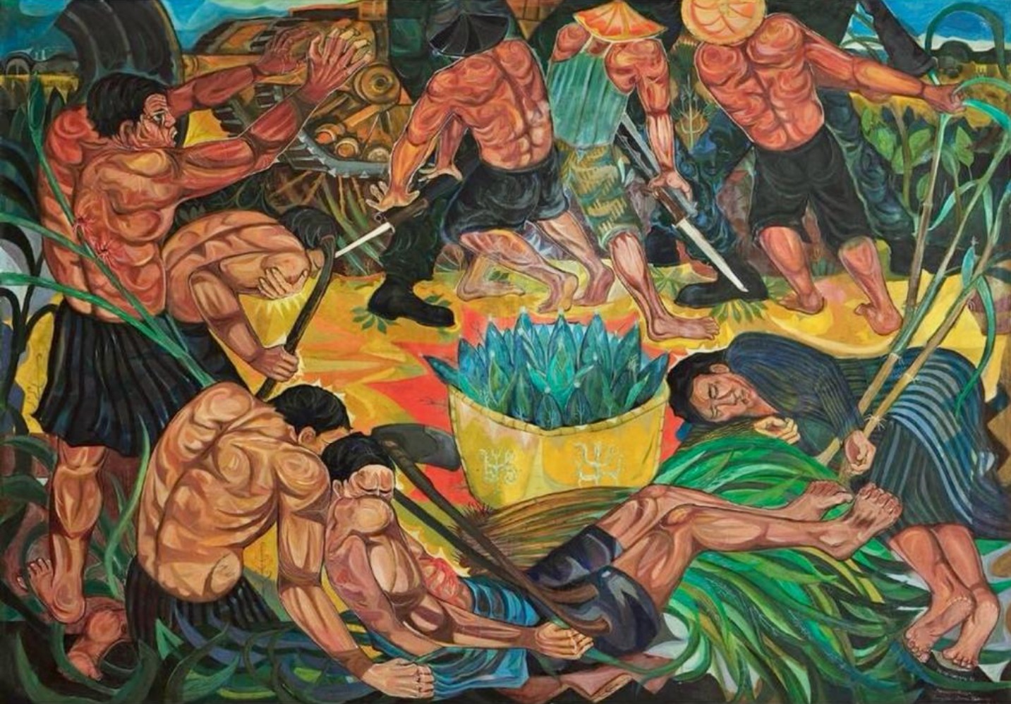 Lukisan Peristiwa Jengkol (1961) karya Amrus Natalsya (sumber gambar koleksi pribadi Syakieb Sungkar)