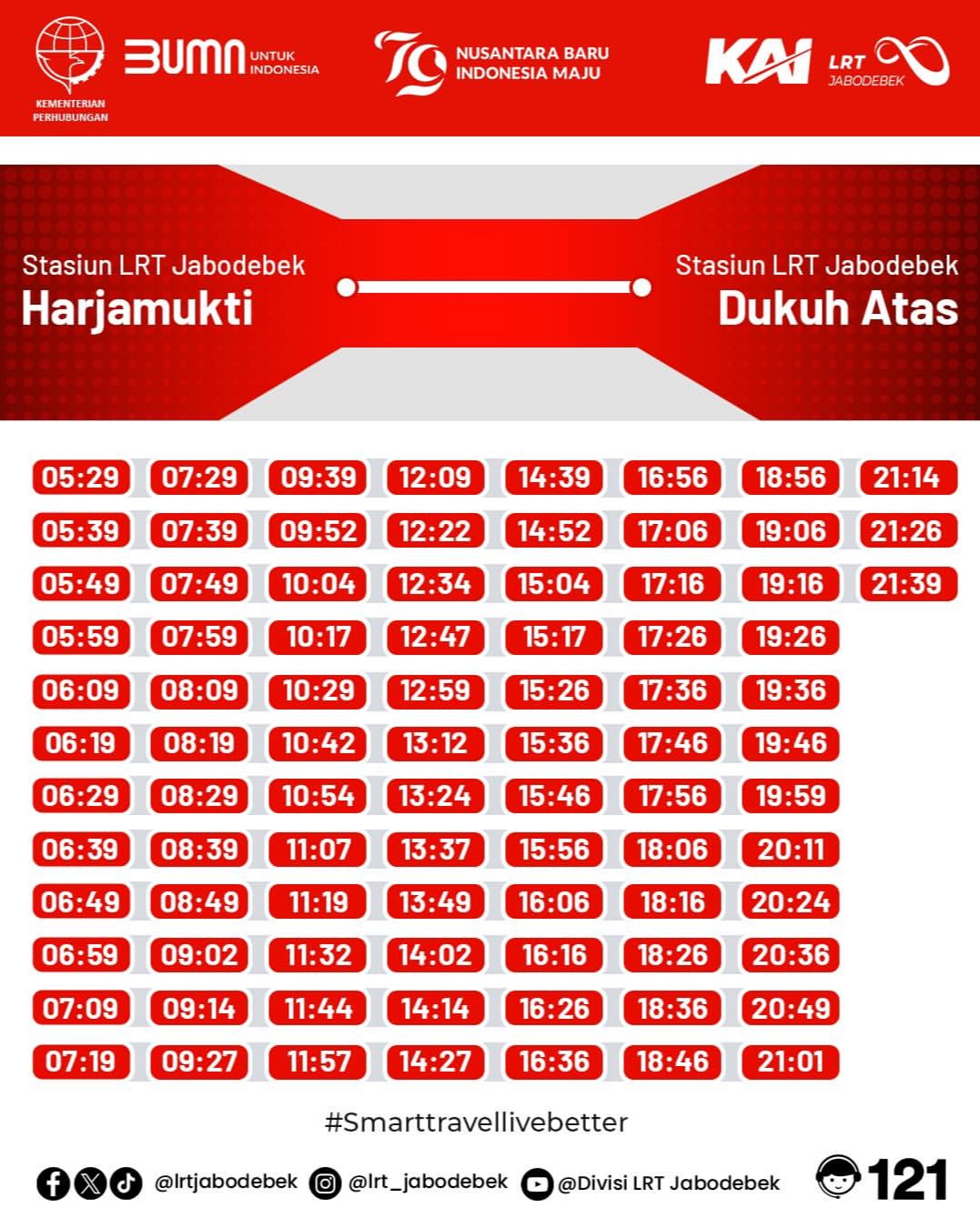 Jadwal LRT Jabodebek (Sumber gambar: IG/ LRT Jabodebek)