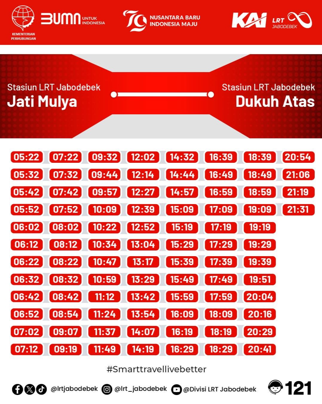 Jadwal LRT Jabodebek (Sumber gambar: IG/ LRT Jabodebek)