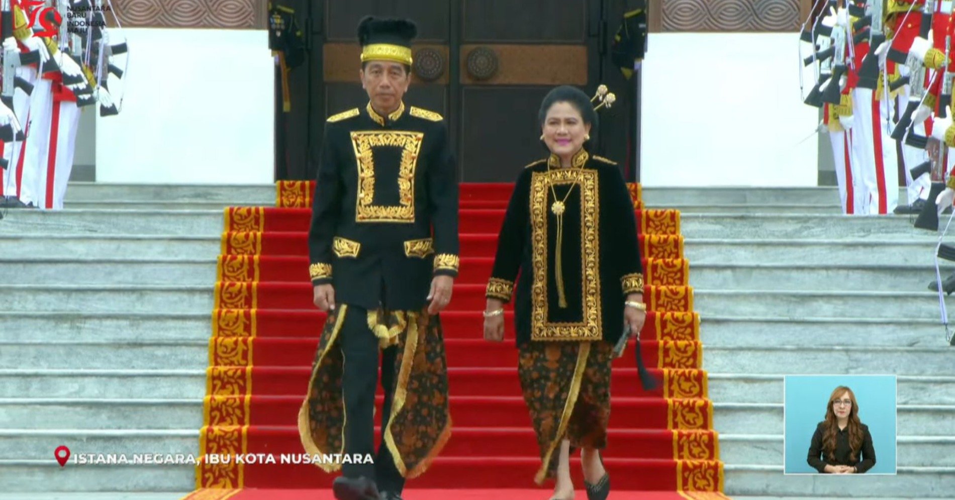 Presiden Joko Widodo dan dan Ibu Negara Iriana saat Upacara di IKN (Sumber foto: Youtube/Sekretariat Presiden)