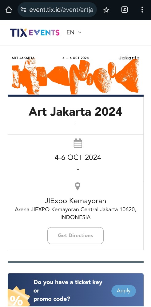 Tangkapan layar pembelian tiket Art Jakarta 2024