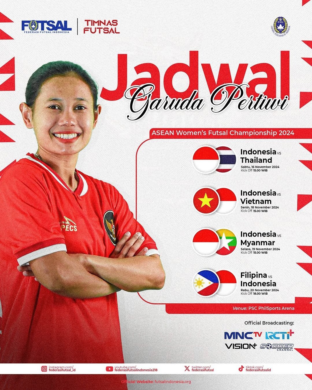 Jadwal Tim nasional futsal putri Indonesia (Sumber gambar: Twitter (X)/ Federasi Futsal Indonesia