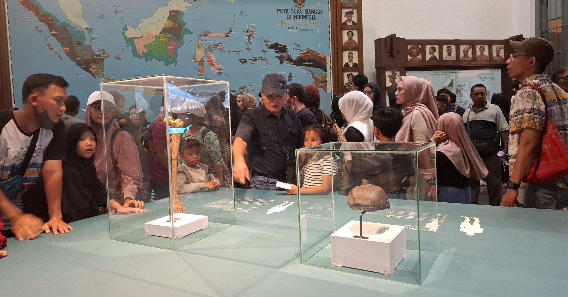 Sejumlah fosil yang dipamerkan dalam pameran Indonesia, The Oldest Civilization on Earth? 130 Years After Pithecanthropus Erectus, di MNI. (Sumber gambar: IHA) 