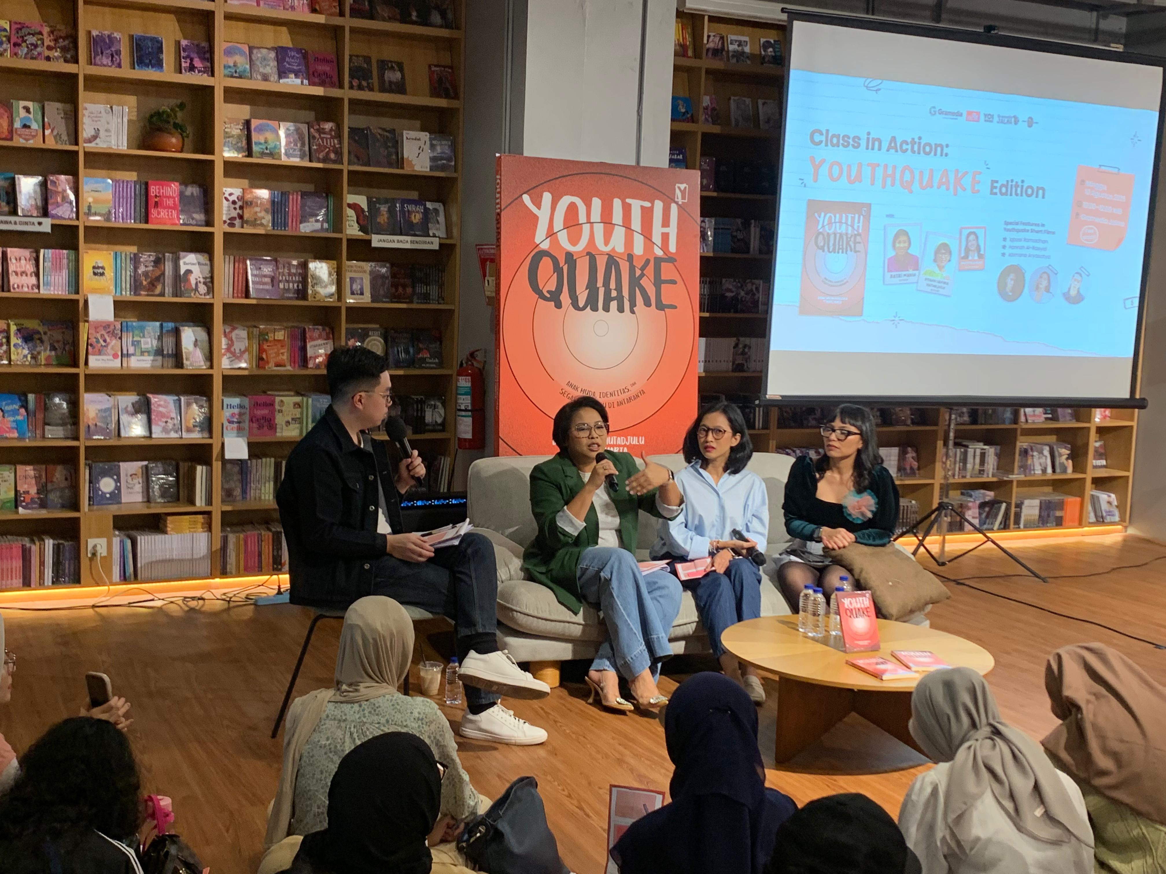 Acara peluncuran buku Youthquake di Gramedia Jalma, Blok M, Jakarta Selatan, Minggu (9/8/2025). Sumber gambar: Hypeabis.id/Luke Andaresta. Acara peluncuran buku Youthquake di Gramedia Jalma, Blok M, Jakarta Selatan, Minggu (9/8/2025). Sumber gambar: Hypeabis.id/Luke Andaresta.