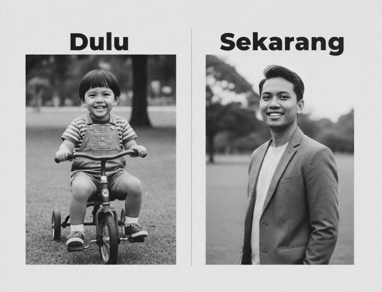 Foto masa kecil dan sekarang (Sumber Foto: Gemini AI)