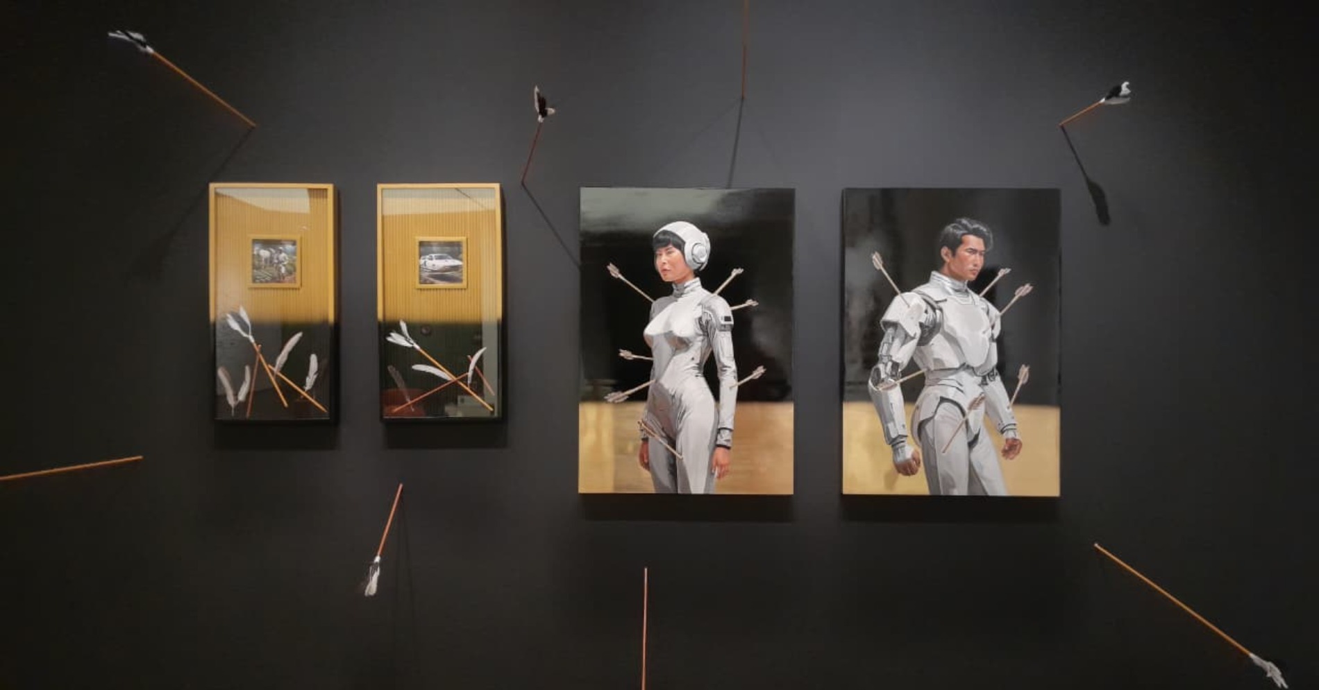  Salah satu karya lukisan Nurrachmat Widyasena dalam pameran Tiba Tanpa Berangkat di D Gallerie, Jakarta.