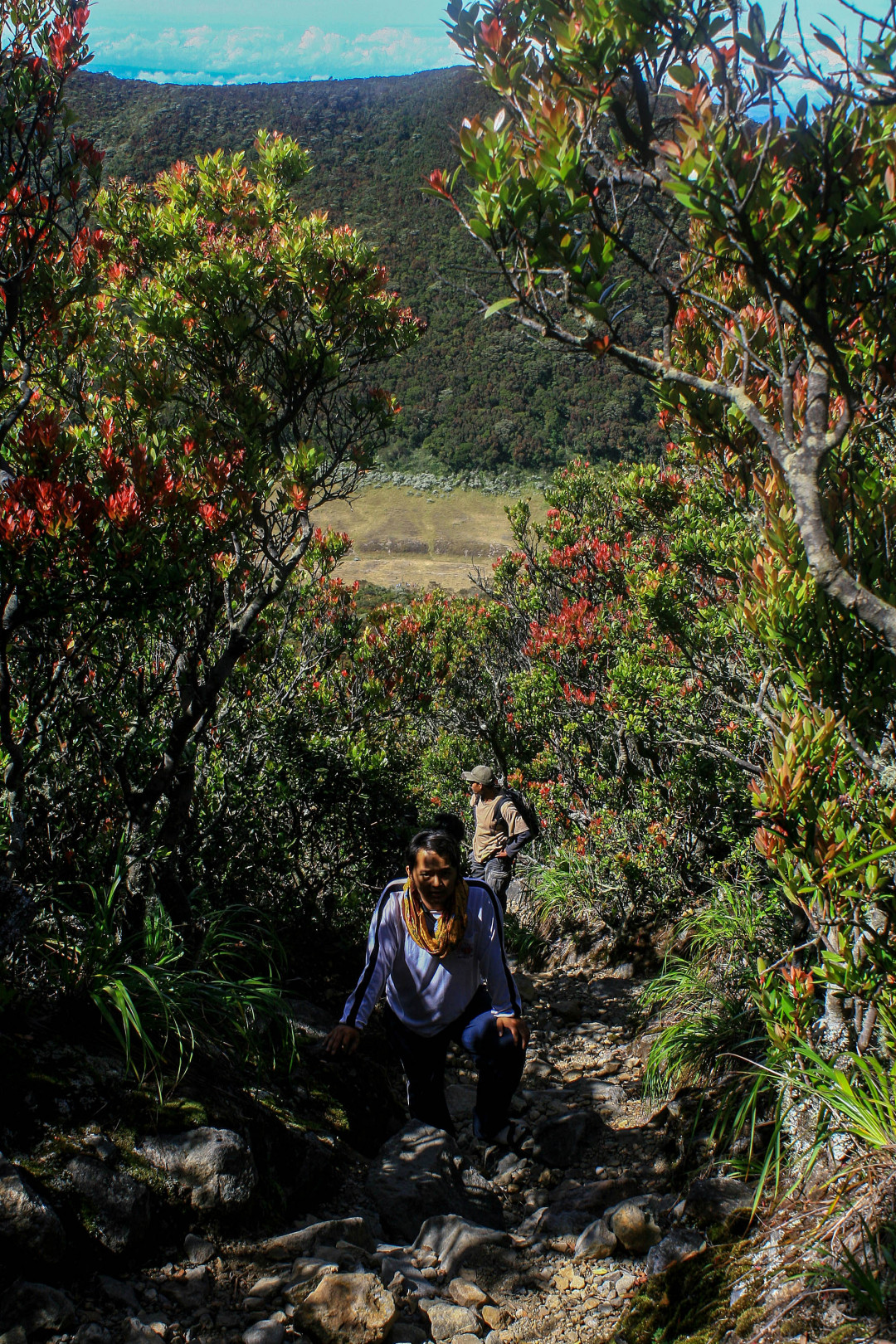 Pendaki berjalan menuju puncak Gunung Gede di Jawa Barat. Letaknya yang dekat dengan Jakarta membuat gunung ini banyak di datangi pegiat alam bebas asal Ibu Kota terlebih saat akhir pekan. Gunung yang memiliki ketinggian mencapai 2.958 mdpl ini memiliki 3 jalur yaitu jalur Cibodas, jalur Gunung Putri di Cipanas, dan jalur Selabintana di Sukabumi.