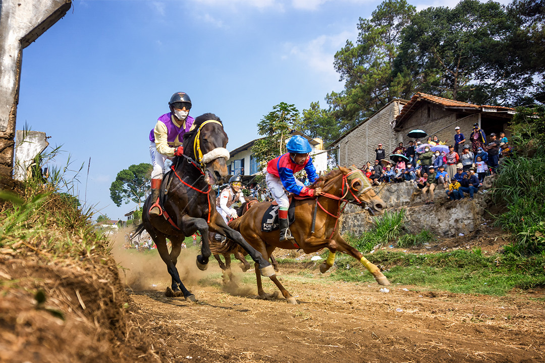 Sejumlah Joki sedang mengacu kuda saat di mulainya pacuan kuda tradisional di Arena Balap Pacuan Kuda,Lembang, Kabupaten Bandung Barat, Jawa Barat, Kamis (31/8/2023).
<div>&nbsp;</div>

<div>Diikuti 65 kuda pacuan dari kandang kuda (Horse Stable) di sejumlah daerah di Kabupaten Bandung Barat dan Sekitarnya. kegiatan lomba pacu kuda tradisional ini bertujuan merawat tradisi masyarakat Lembang yang telah berlangsung sejak tahun 1990. Selain itu, kegiatan ini menjadi salah satu hiburan rakyat dalam rangka HUT Republik Indonesia ke 78 sekaligus ajang mencari bibit atlet pacuan kuda dan upaya untuk meningkatkan nilai jual kuda.</div>