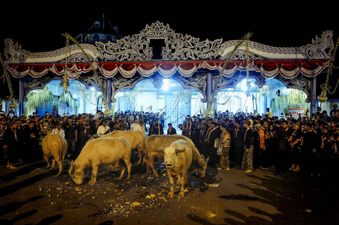 <br />
Kirab malam 1 Sura<br />
Kirab malam 1 Sura dengan mengarak pusaka Keraton Kasunanan Surakarta seperti Kebo kiai Slamet, serta senjata senjata lainnya dengan berjalan mengelilingi daerah Keraton Kasunanan dengan laku topo bisu atau berjalan tanpa berbicara.