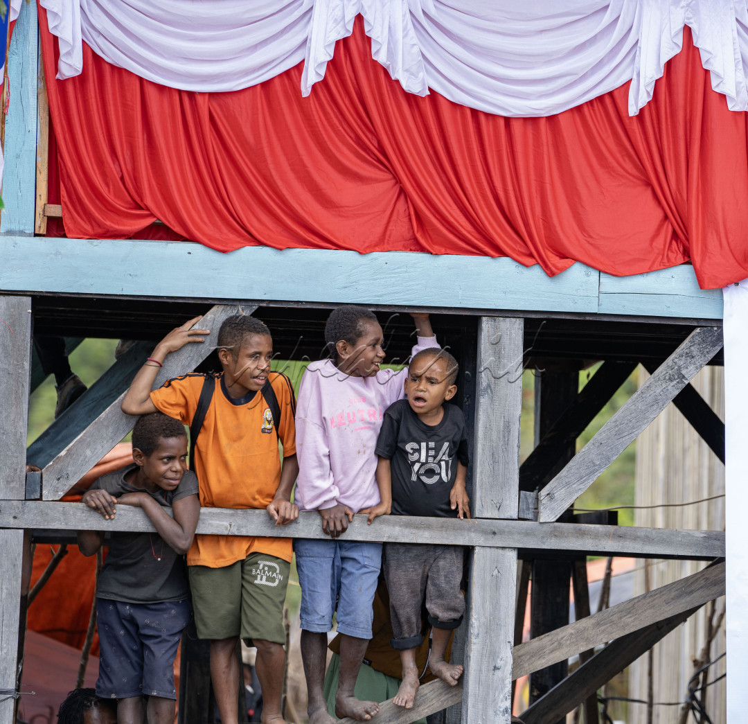 Menonton Festival&nbsp; Budaya Lembah Baliem, adalah suatu kesempatan yang di tunggu-tunggu oleh penduduk setempat.<br />
Anak2 memanjat&nbsp; kayu2 dan mencari posisi nyaman untuk bisa menonton peserta festival beraksi.